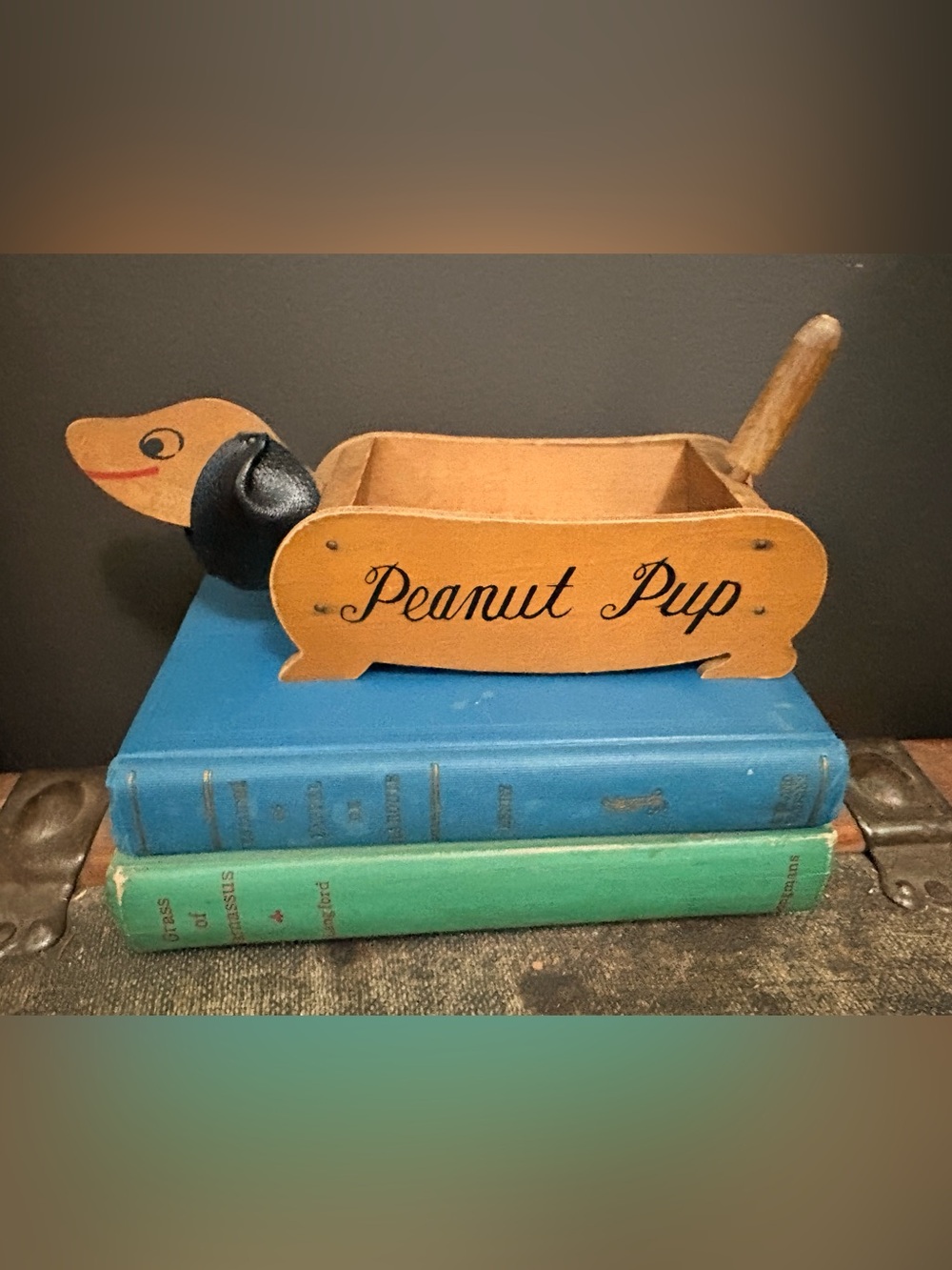 Vintage Wooden Dachshund Shaped Barware Storage Tray